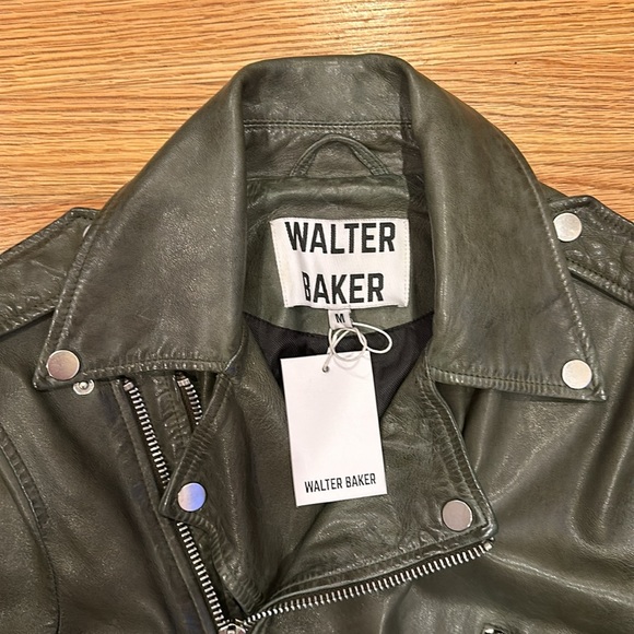 WALTER BAKER KINGSLEY LEATHER JACKET- SIZE MEDIUM - BASIL GREEN - Picture 8 of 9